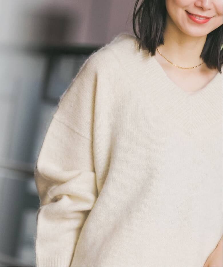 NOBLE　YAK/ヤク ワイドVネックニット