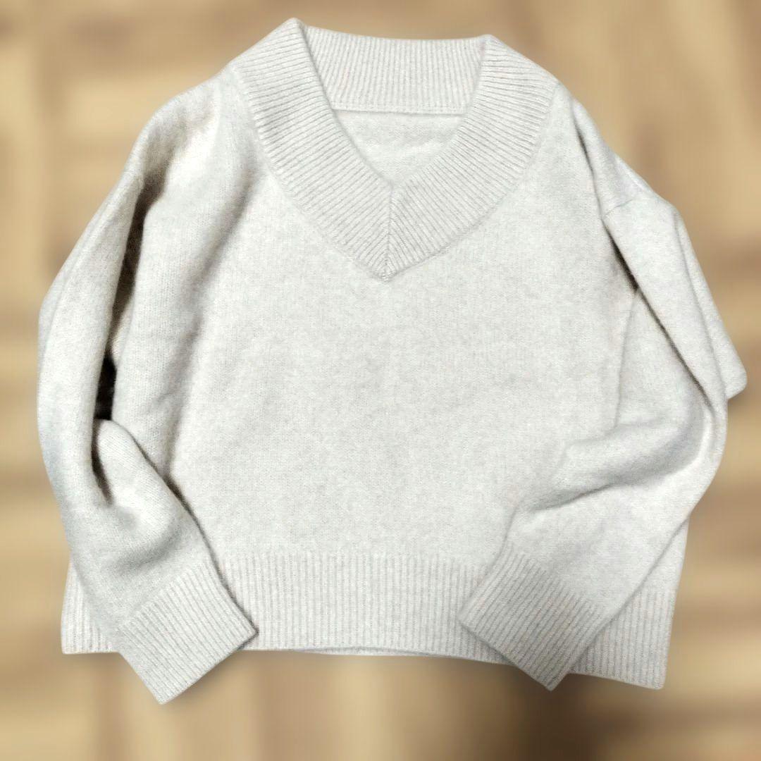 NOBLE　YAK/ヤク ワイドVネックニット