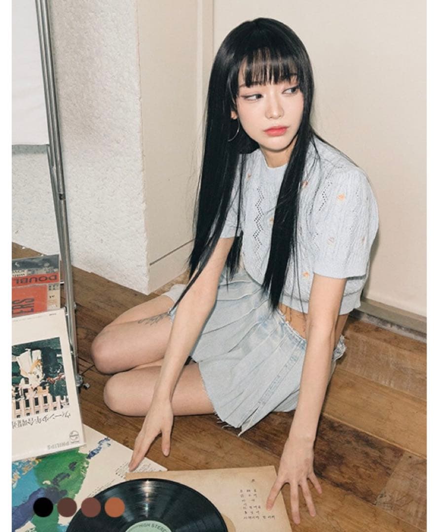 Pinkage手植えフルウィッグストレート25インチレイクカットモースト原糸