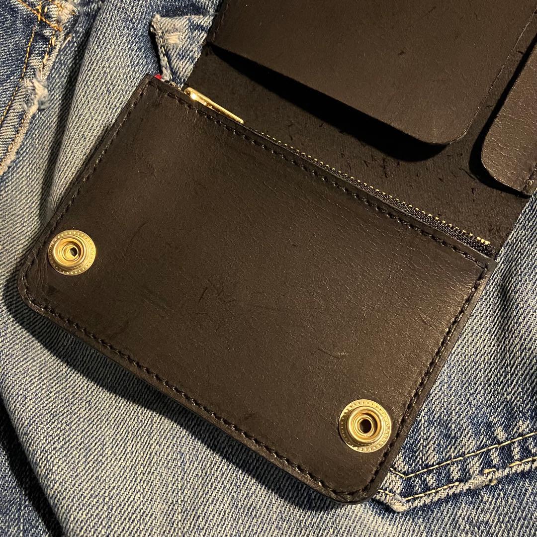 お札が折れない！ミドルトラッカーウォレット 3層 ブラス 栃木レザー