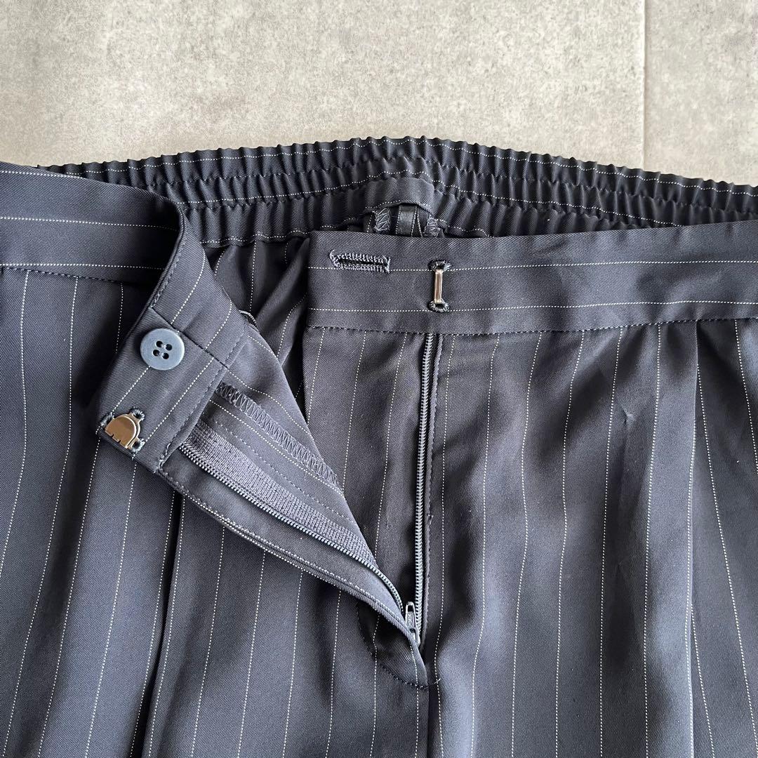 【大きいサイズ】iCB ノーカラー ストライプ パンツスーツ セットアップ