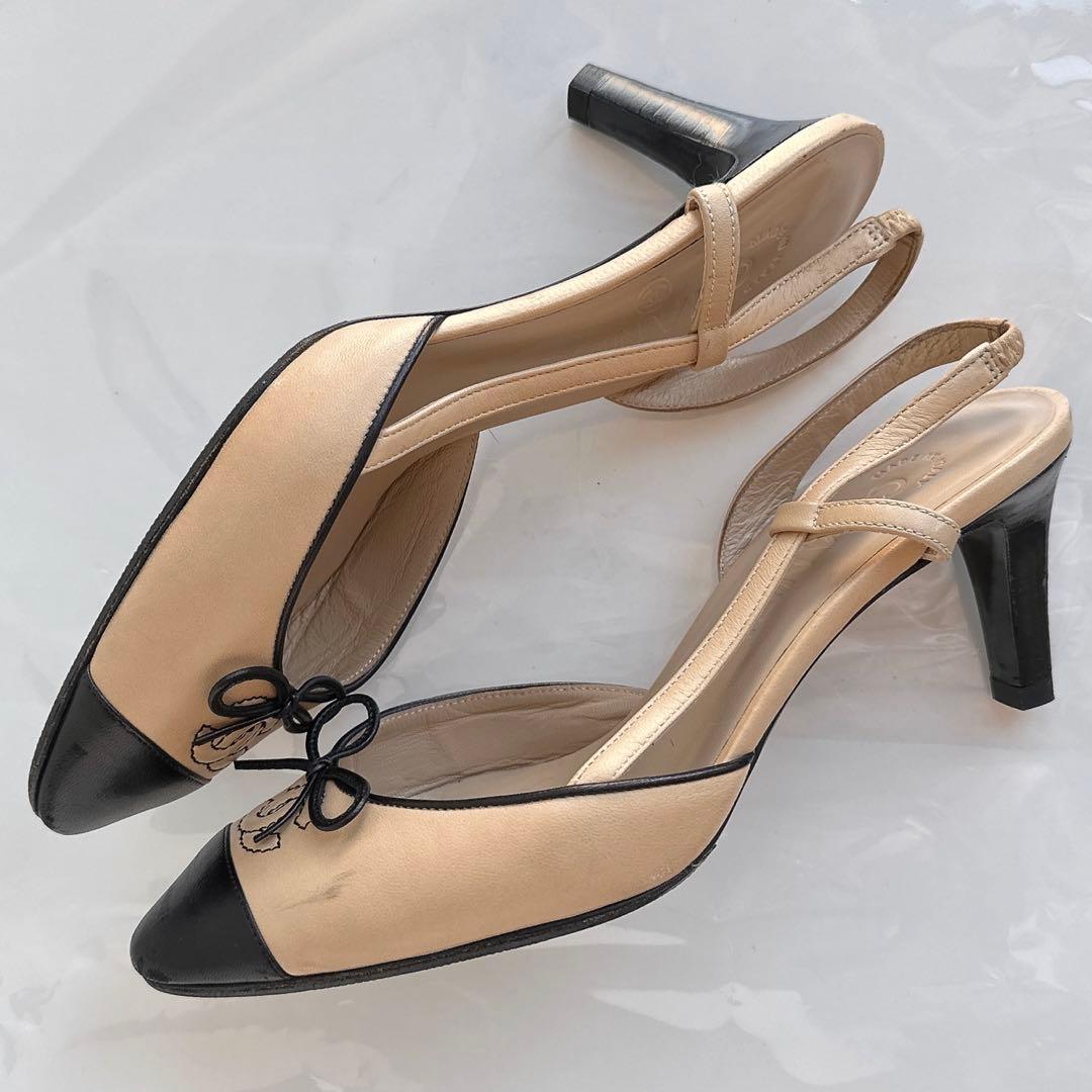 CHANEL シャネル　リボン　ココマーク　スリングバック　パンプス　ハイヒール