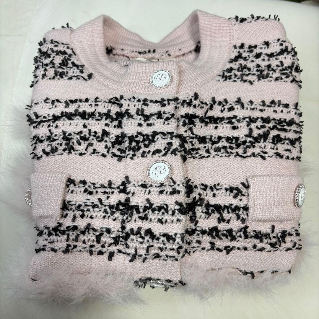 lumignon tweed-like fur knitブラック×ピンク