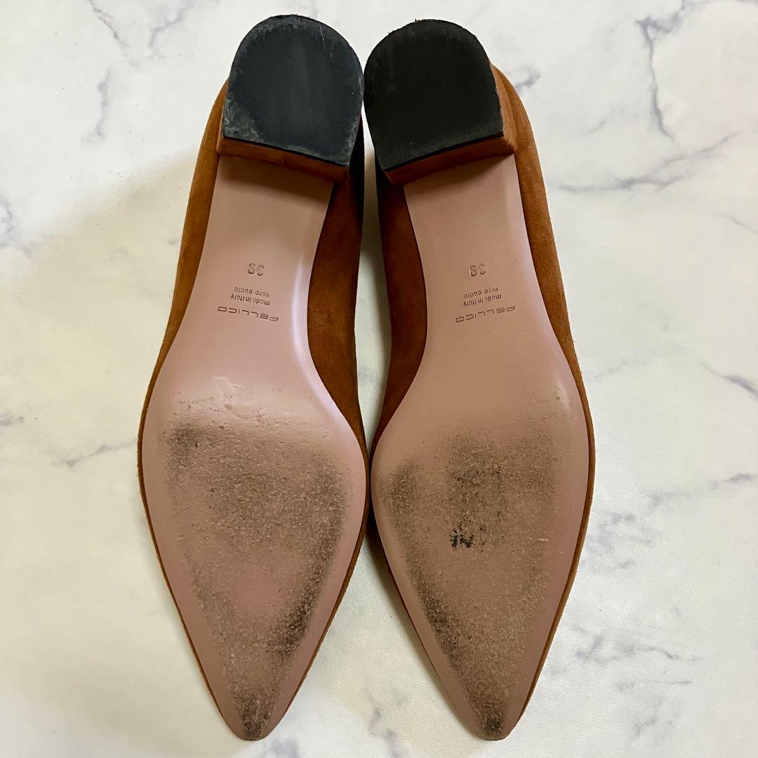 【未使用級】PELLICOペリーコ　ポインテッドトゥ太ヒールパンプスブラウン39