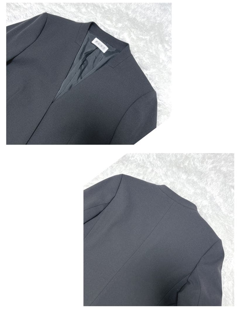 【美品】PLST ウォームリザーブカラーレスジャケット　パンツ　黒　セットアップ