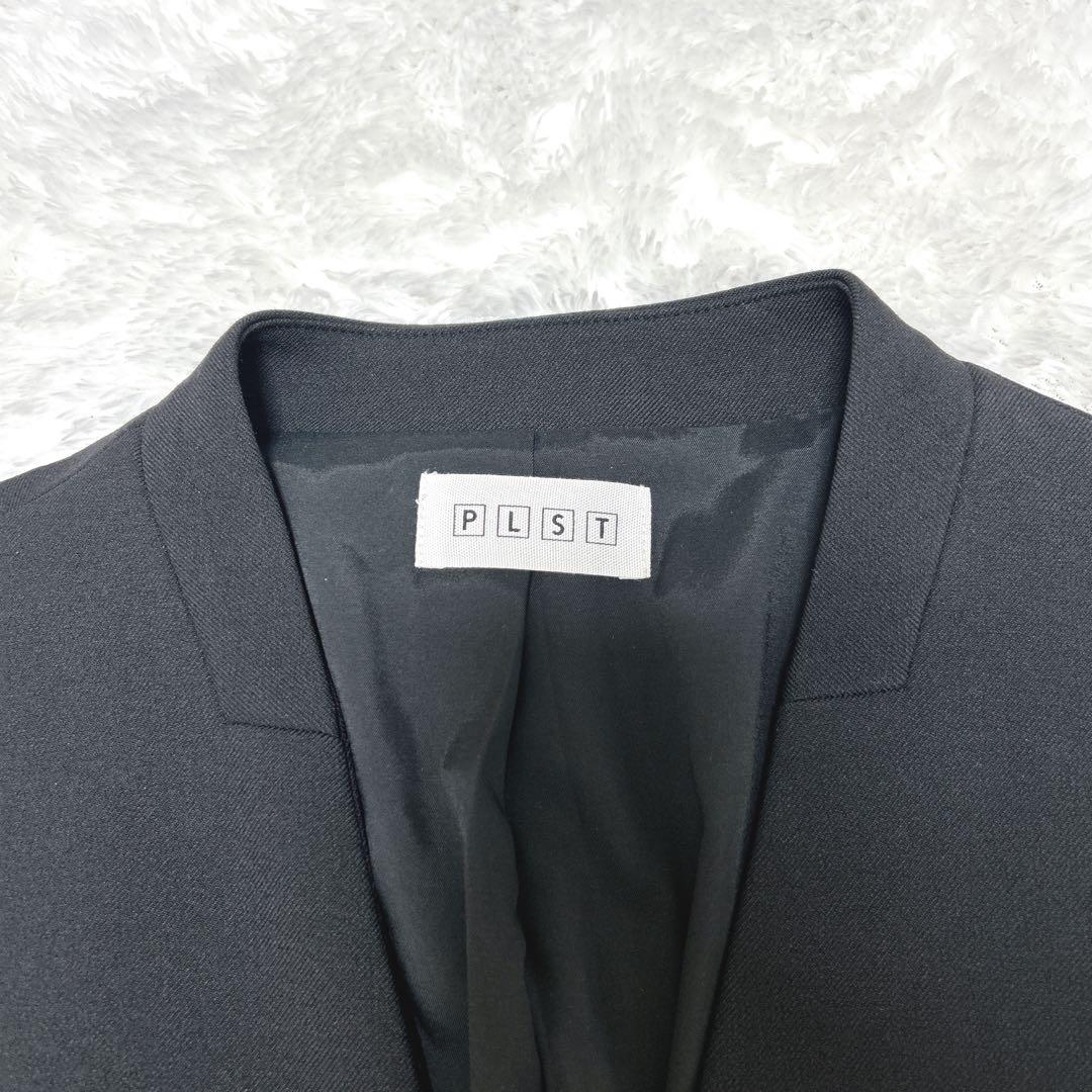 【美品】PLST ウォームリザーブカラーレスジャケット　パンツ　黒　セットアップ