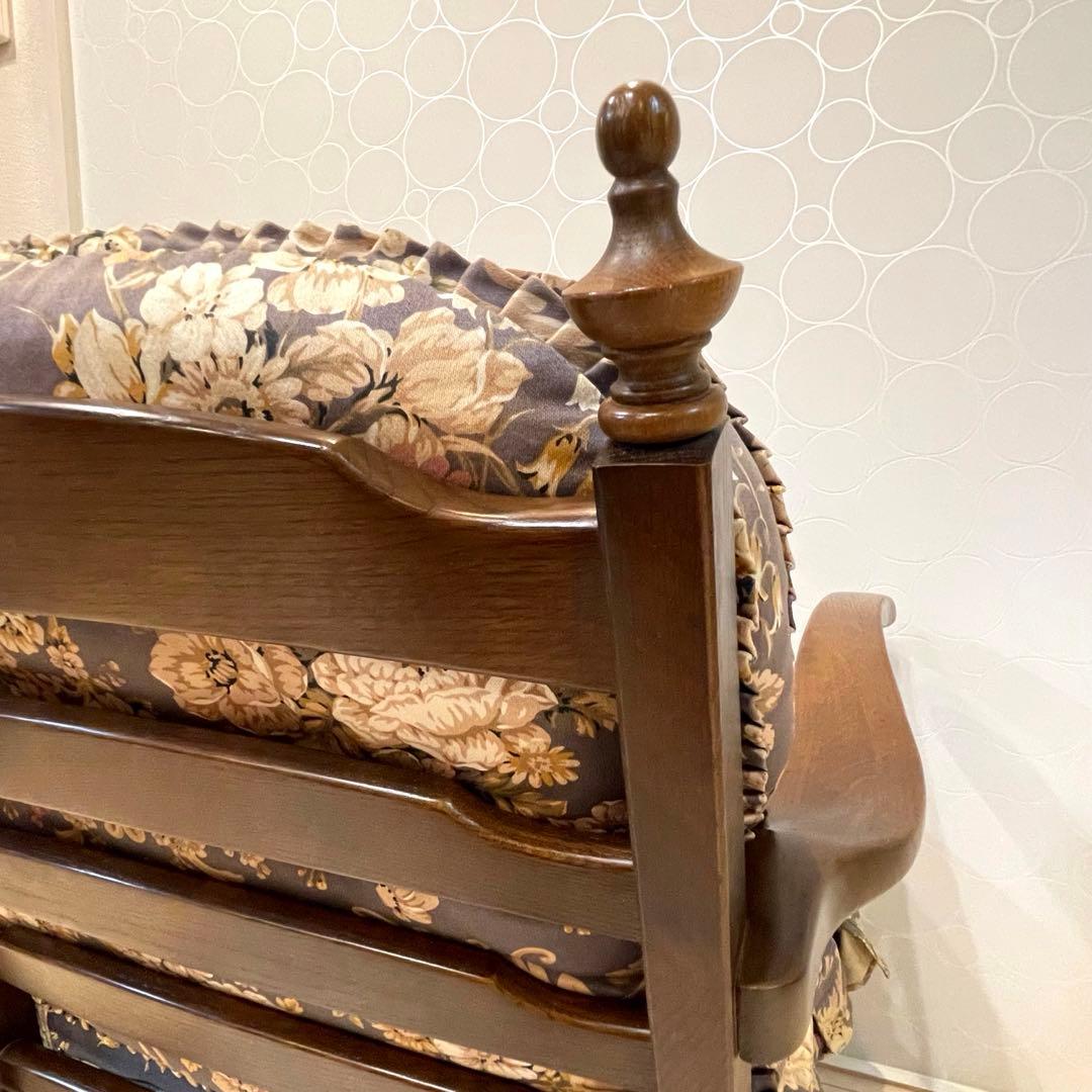 【希少】飛騨産業 穂高 キツツキマーク 花柄 ラウンジチェア アームチェア