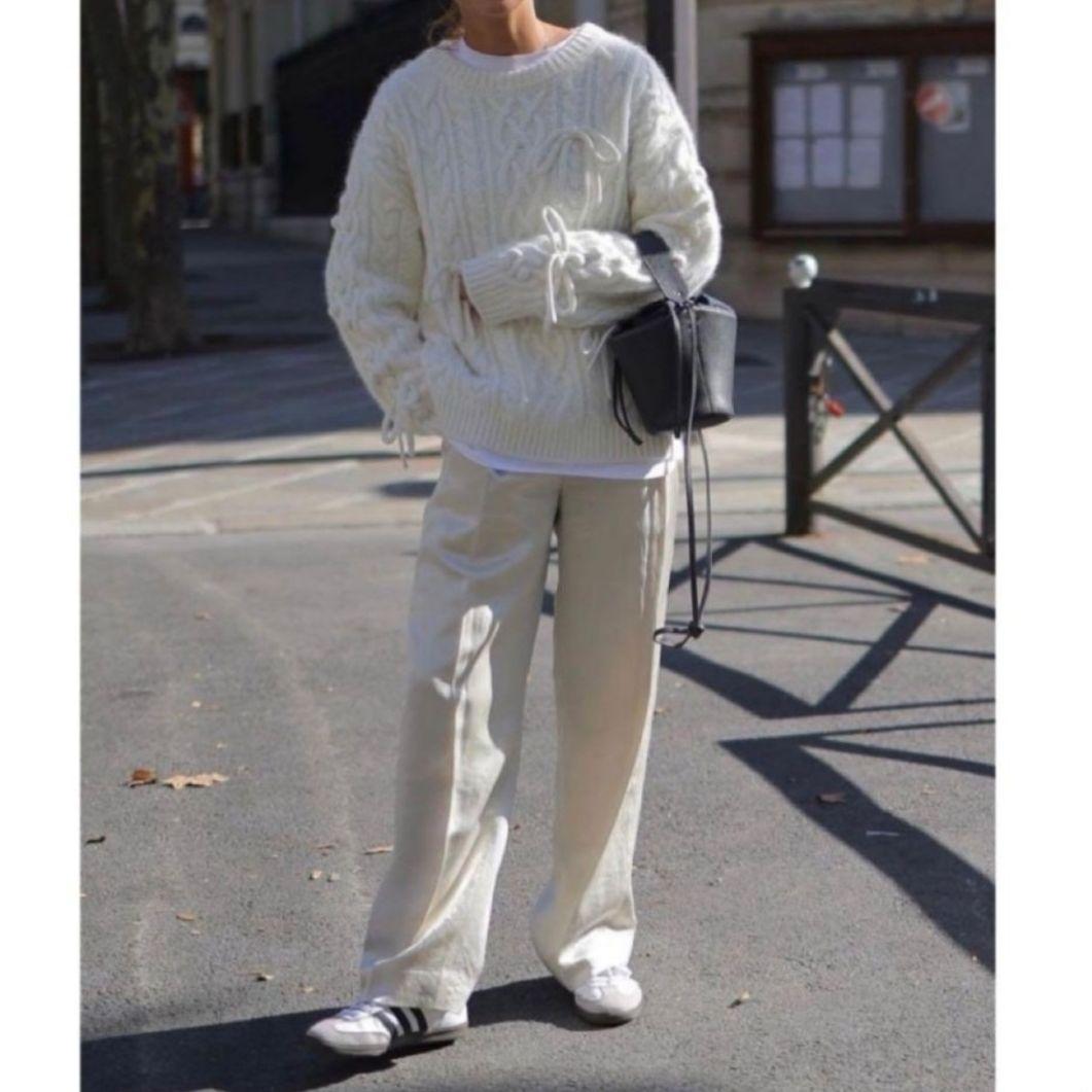 【gypsohila/ジプソフィア】リボンケーブルニット