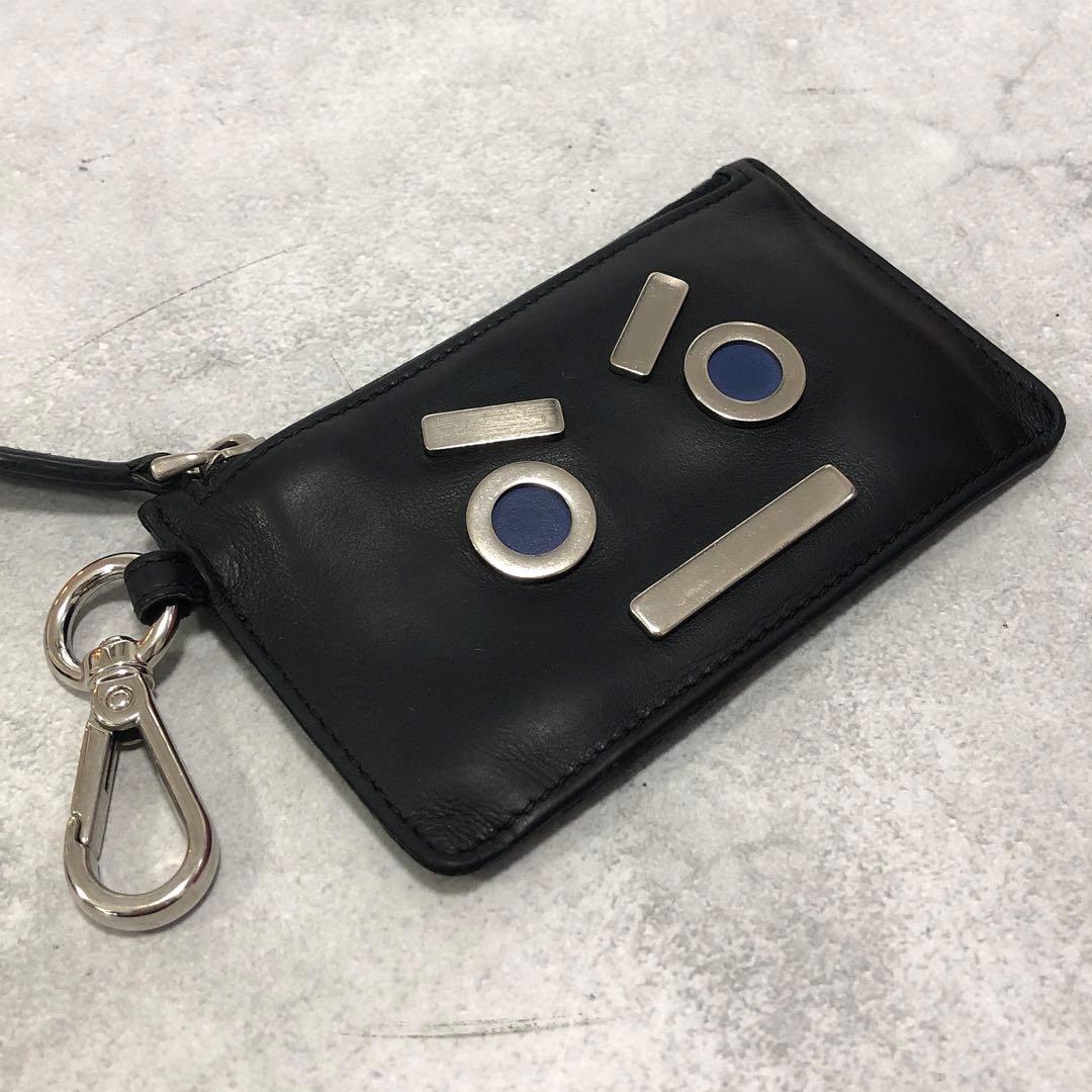 FENDI ロボットフェイス フラグメントケース レザー ブラック 小銭入れ