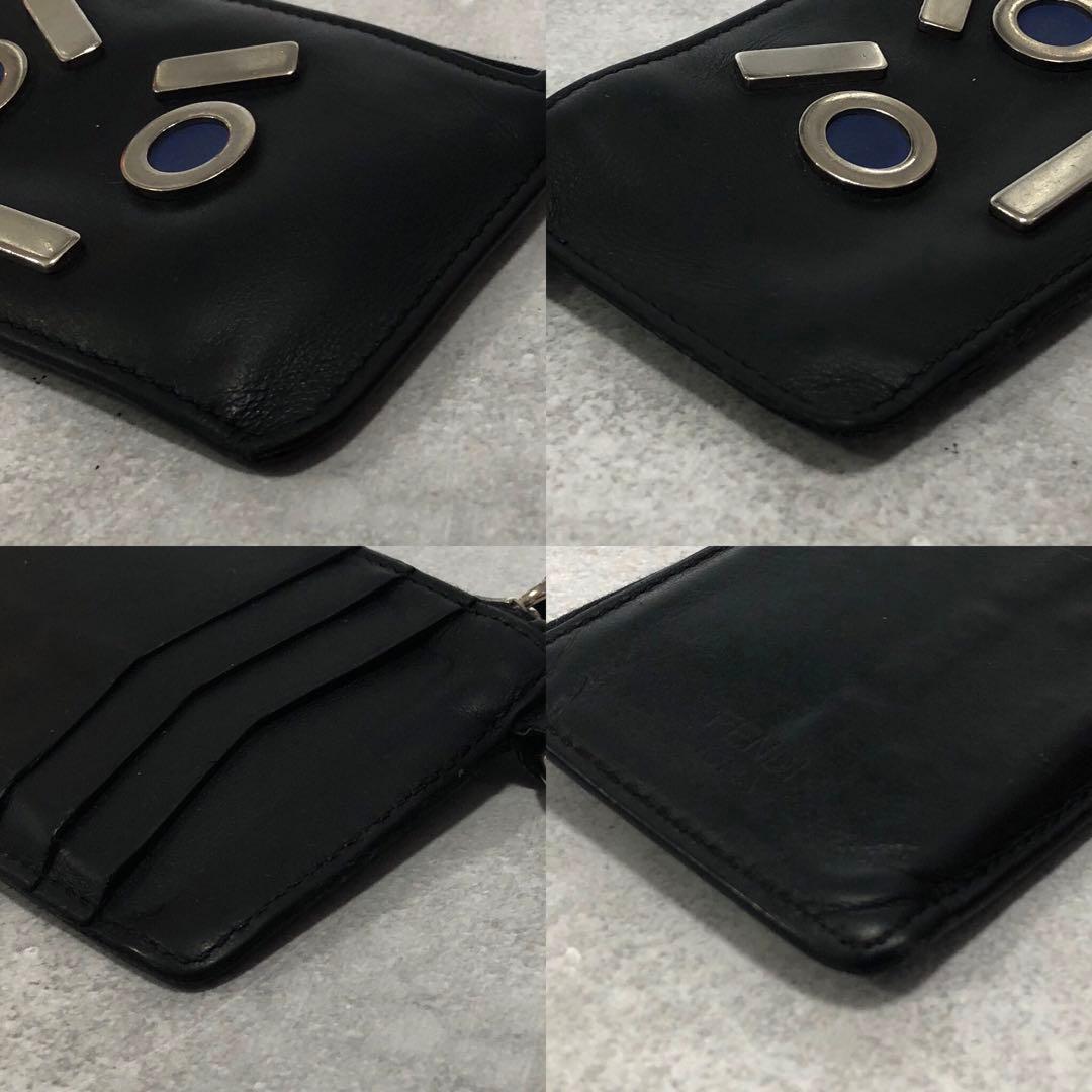 FENDI ロボットフェイス フラグメントケース レザー ブラック 小銭入れ