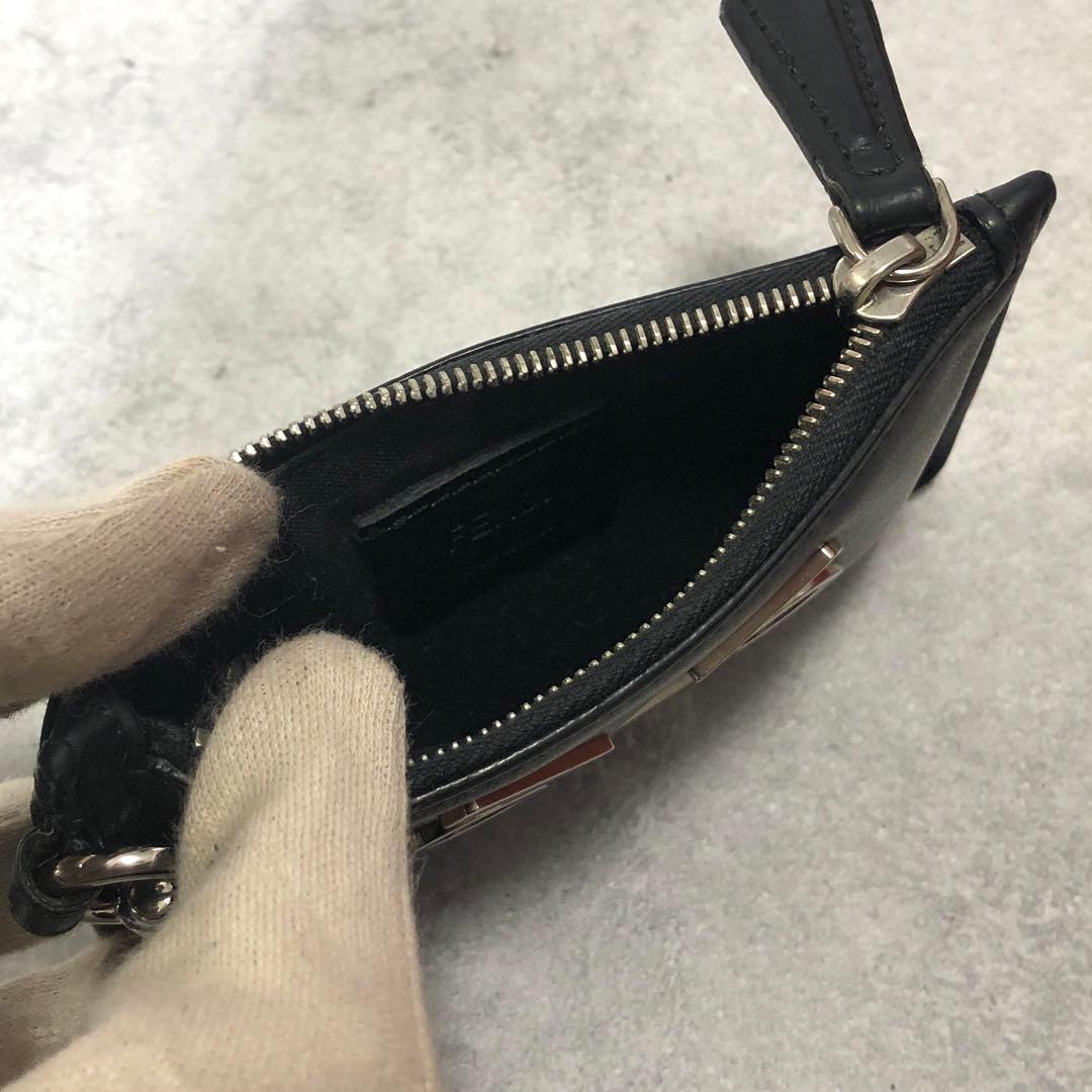 FENDI ロボットフェイス フラグメントケース レザー ブラック 小銭入れ