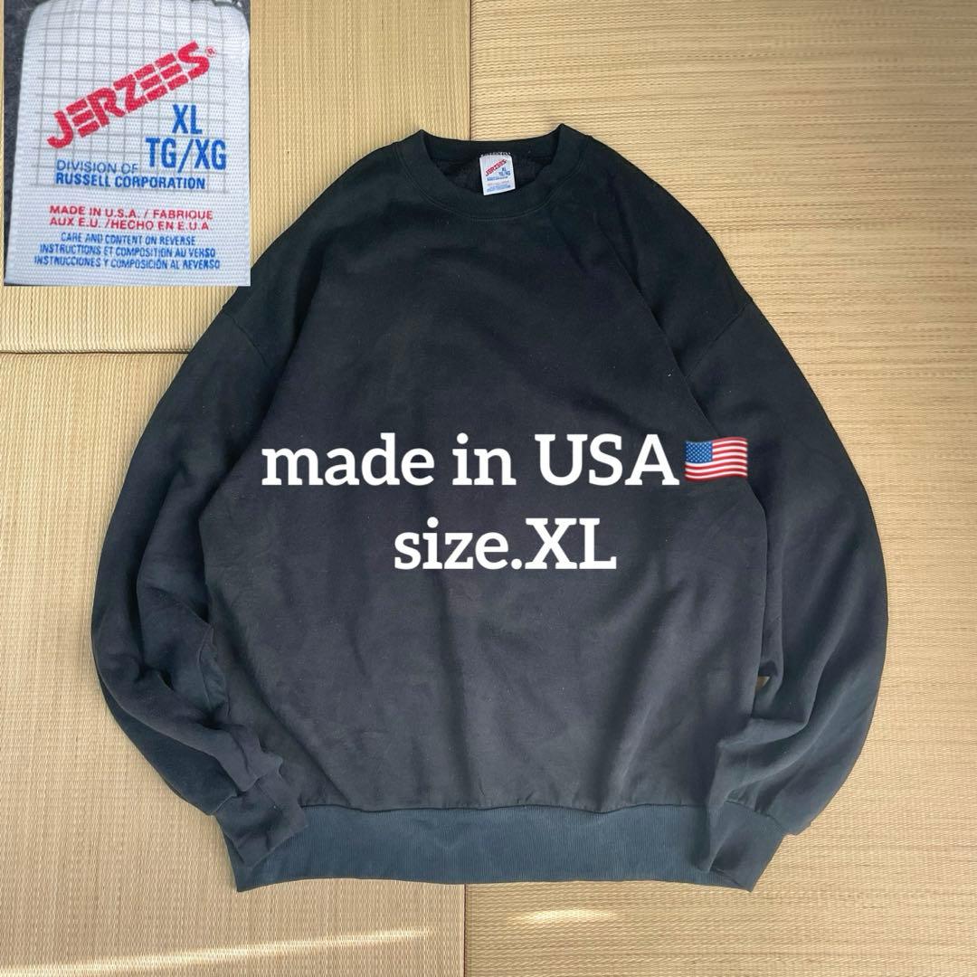 h*n様 80s USA製 ジャージーズ JERZEES ブラック 無地 スウェ