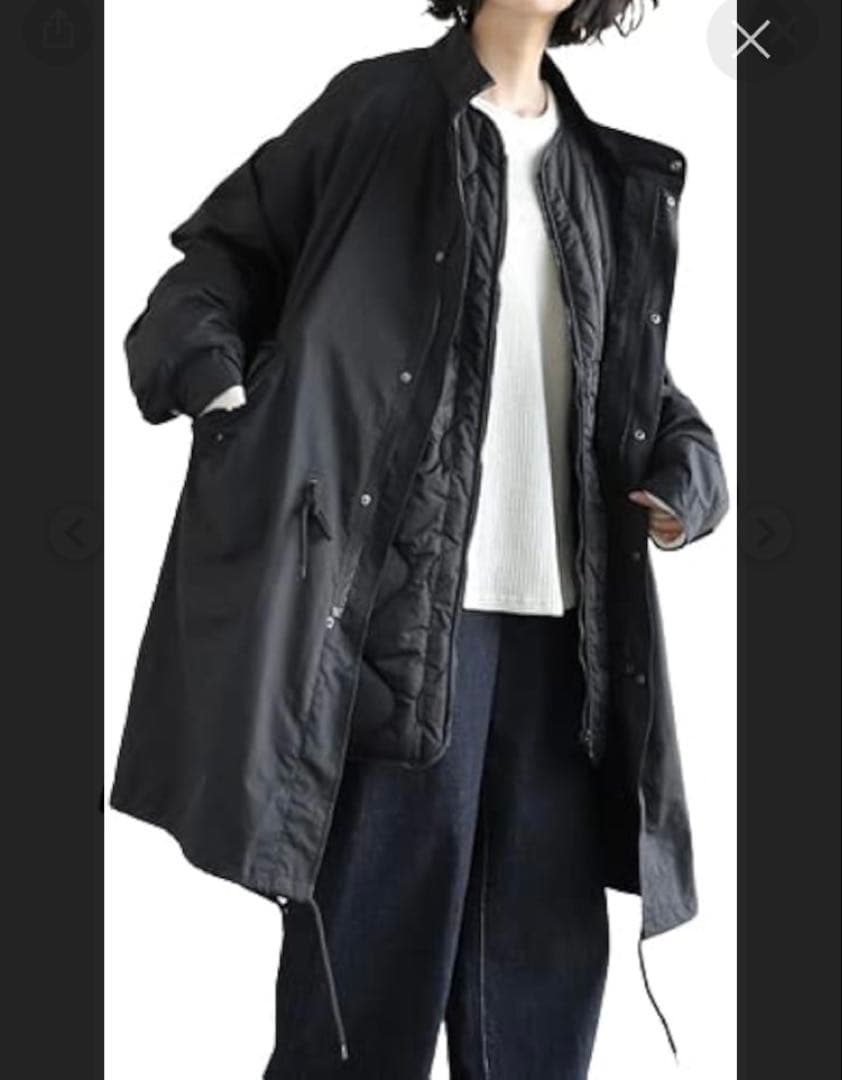 HUG.U（ハグユー）ライナー 付き 3way モッズコート　ミリタリー　黒