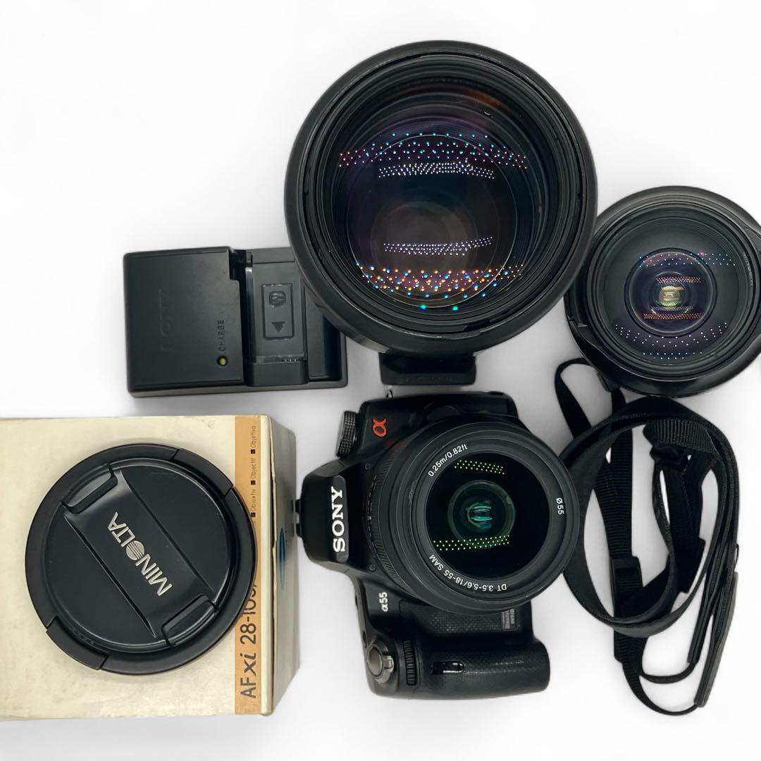 【美品】SONYα55 レンズ3本セット【SONY、SIGMA、MINOLTA】