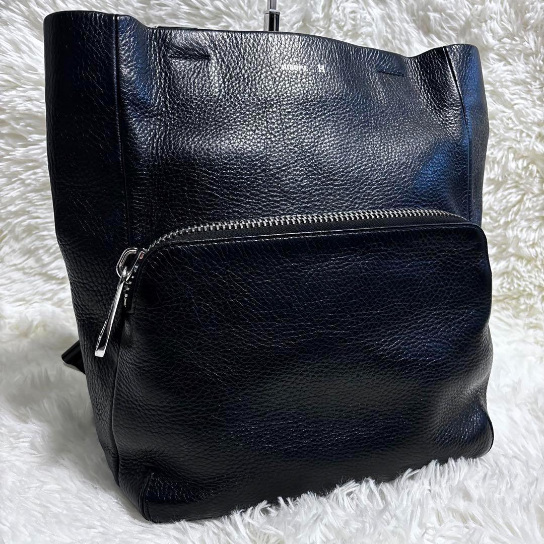 p*n様 ヒロフ ランポ リュック バックパック 2way A4 レザー 黒