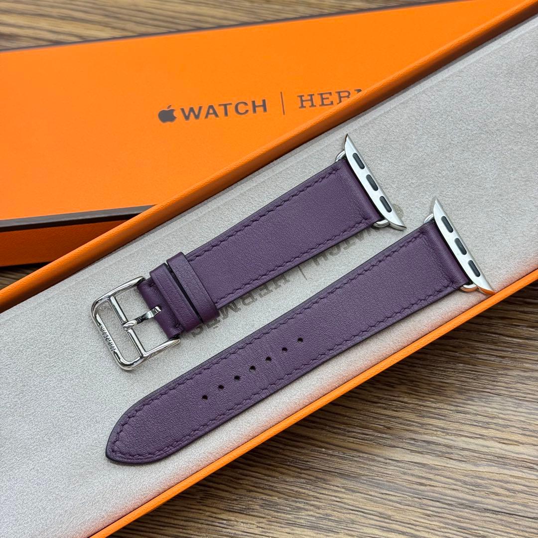 2466 希少　Apple Watch エルメス　カシス　紫　レザーバンド