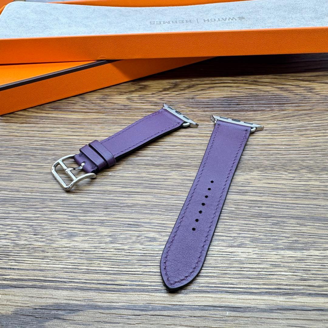 2466 希少　Apple Watch エルメス　カシス　紫　レザーバンド