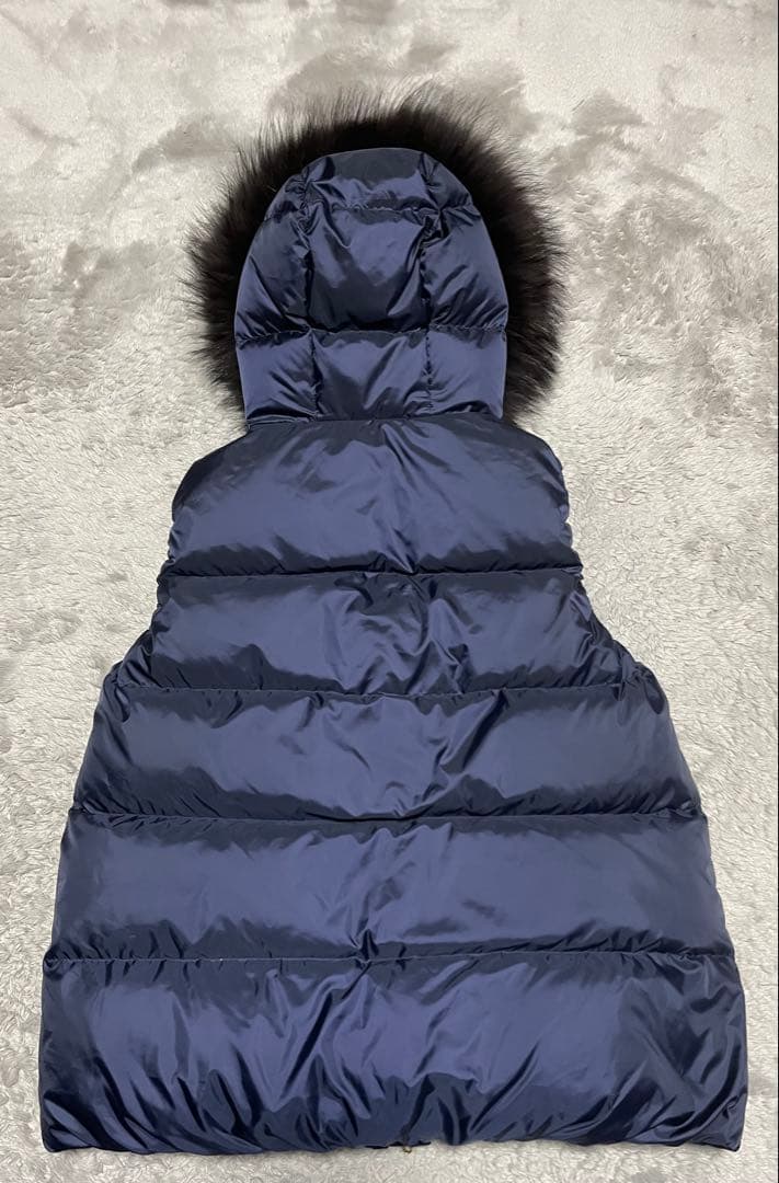 【3908】ナノユニバース×西川ダウン ファーフードベスト 38 ネイビー