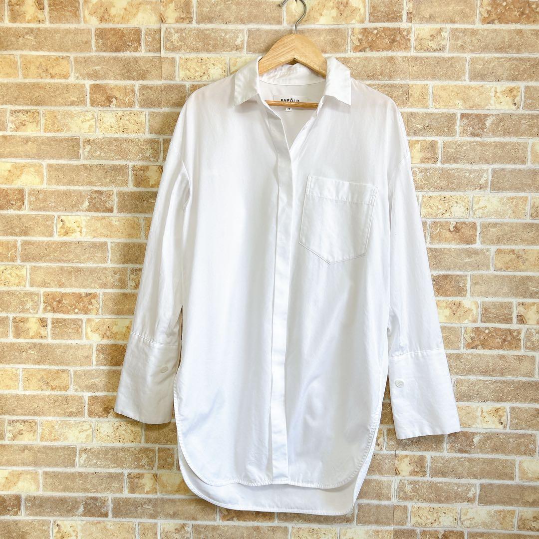 【ENFOLD】エンフォルド　長袖シャツ　ロング　比翼　変形