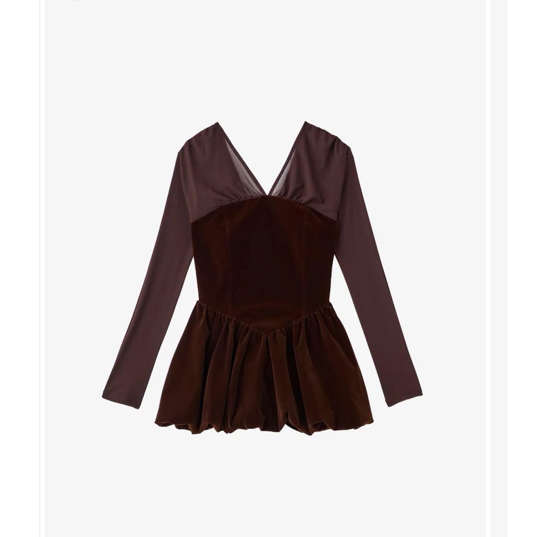 【タグ付き新品】poláura ベロアビスチェバルーントップス ブラウン