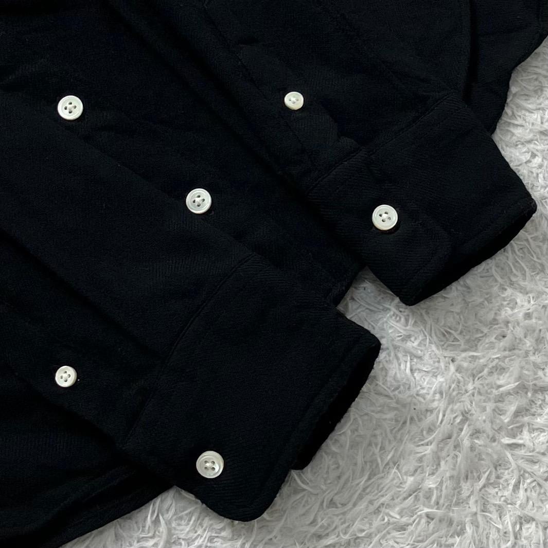 美品✨マディソンブルー ハイカラーマダムウールシャツ B刺繍 ブラック 黒 01