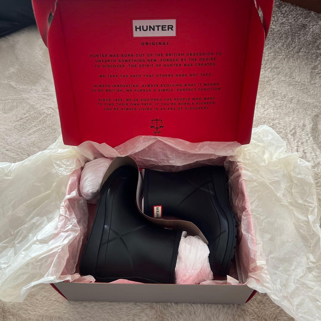 HUNTER ブラック レインブーツ ストライプ 公式　新品未使用