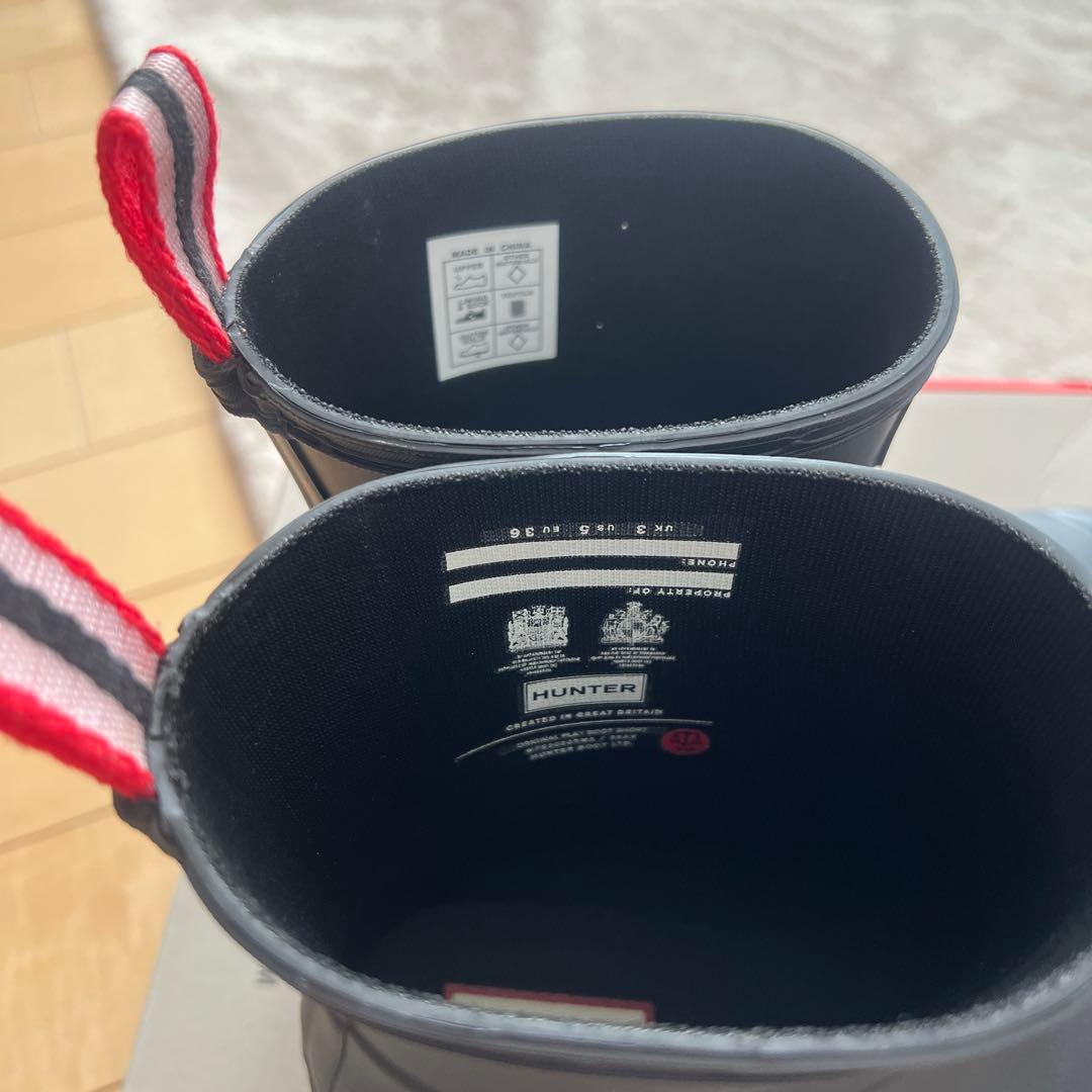 HUNTER ブラック レインブーツ ストライプ 公式　新品未使用