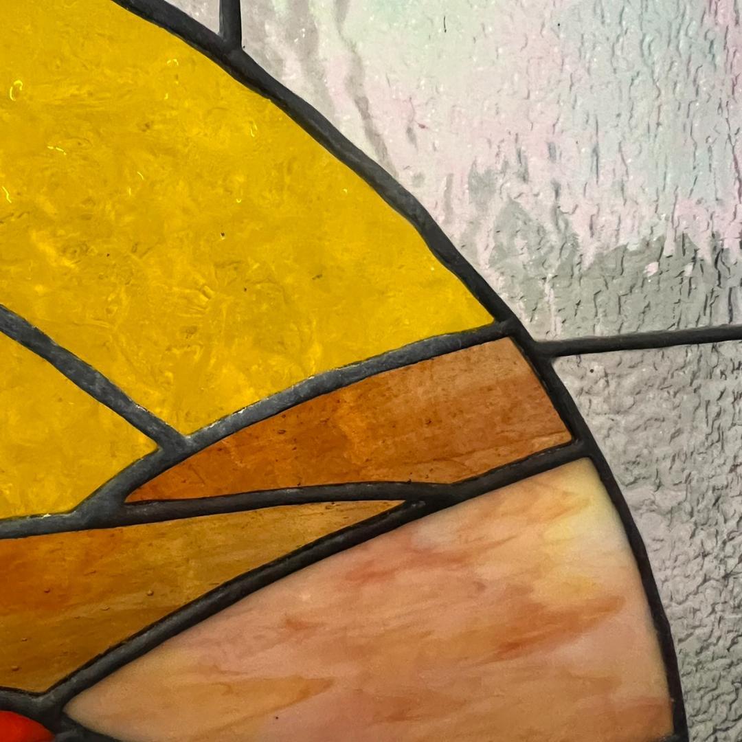 フォロー割　大型ヴィンテージ　ステンドグラス　アンティークパネル 82×83.5