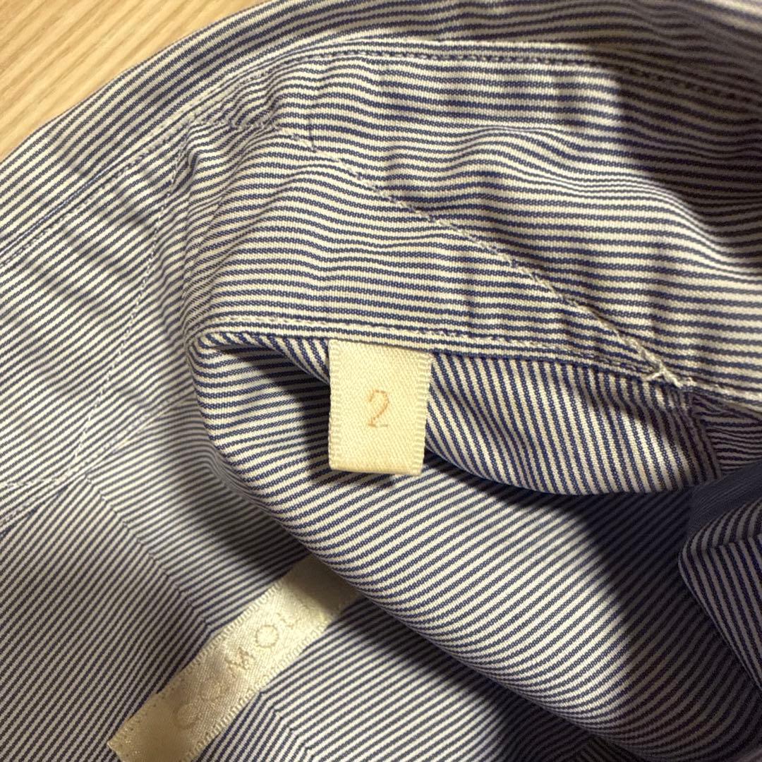 2021AW COMOLI コモリシャツ　ポプリン　ストライプ sax サイズ2