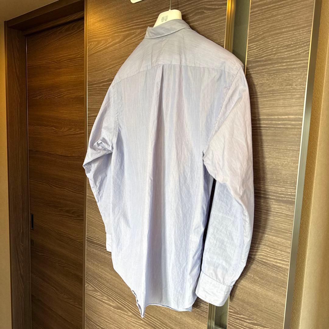 2021AW COMOLI コモリシャツ　ポプリン　ストライプ sax サイズ2