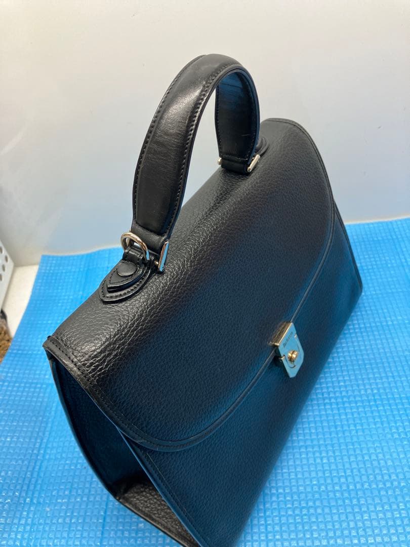 E04）BURBERRYS バーバリー レザー フォーマル ハンドバッグ 黒