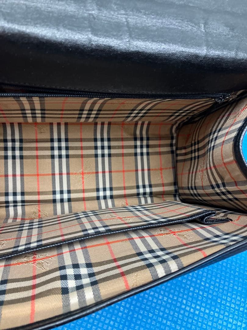 E04）BURBERRYS バーバリー レザー フォーマル ハンドバッグ 黒