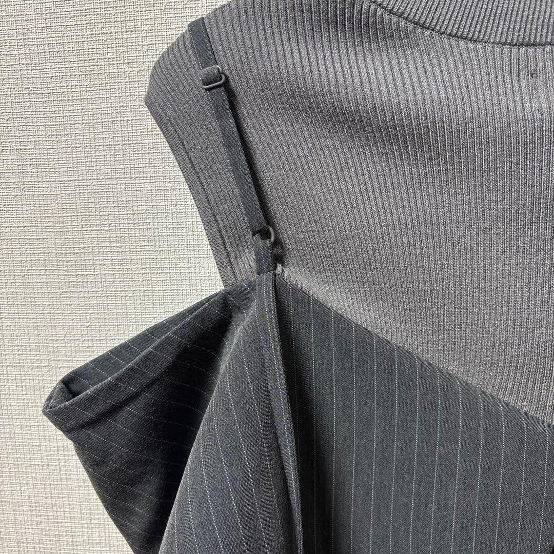 【新品】Mystrada2025 5分袖ビッグカラーニット チャコールグレー