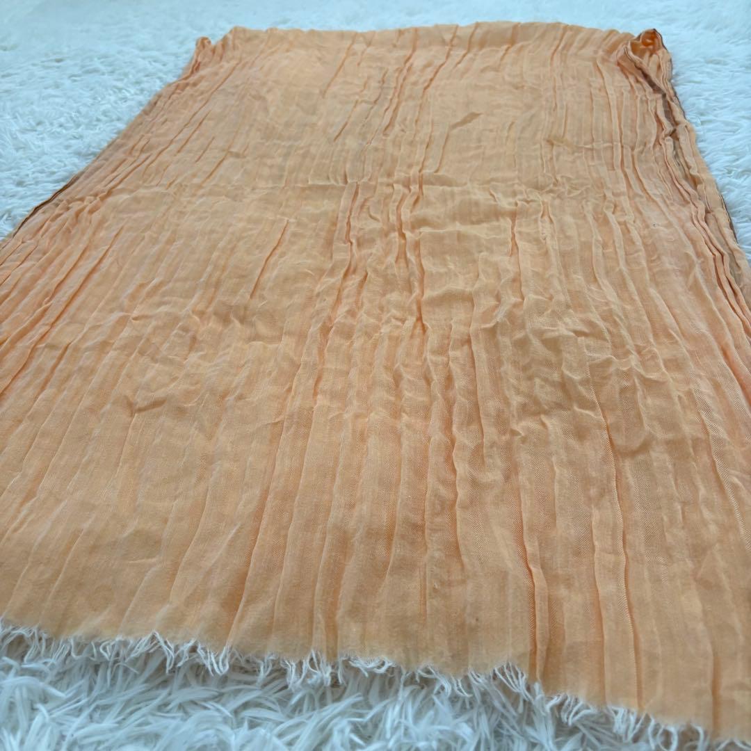 HERMÈS エルメス Hロゴ コットン ショール ストール マフラー オレンジ