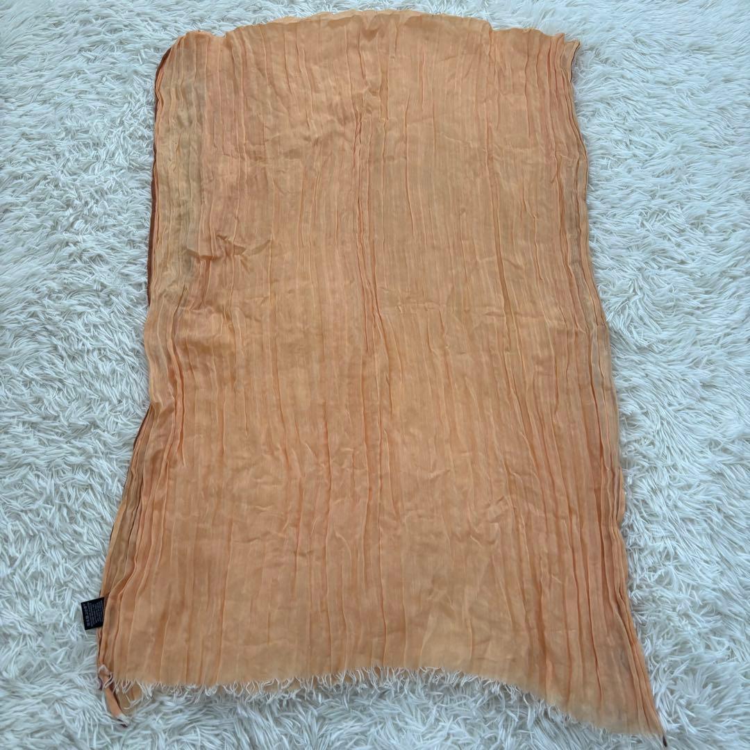 HERMÈS エルメス Hロゴ コットン ショール ストール マフラー オレンジ