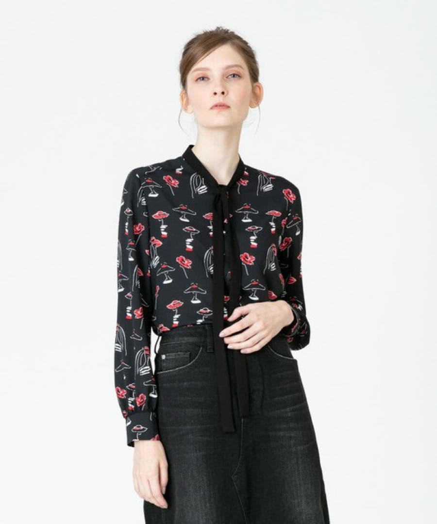 アルアバイル　ルルウィルビー ドローイング配色リボンブラウス