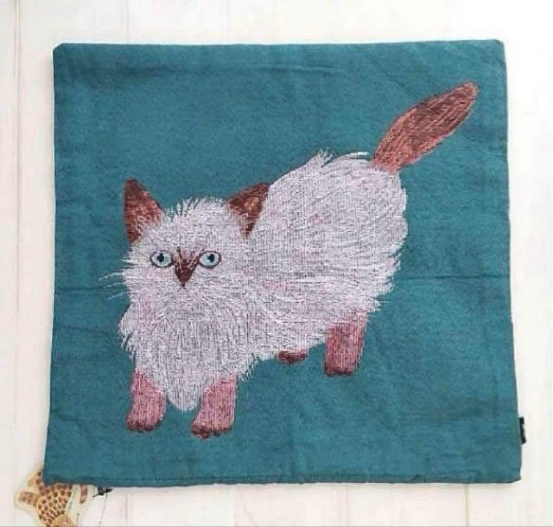 新品　松尾ミユキ　ゴブラン　タペストリーラグ　キャット＆リーフ　猫　ねこ　ネコ