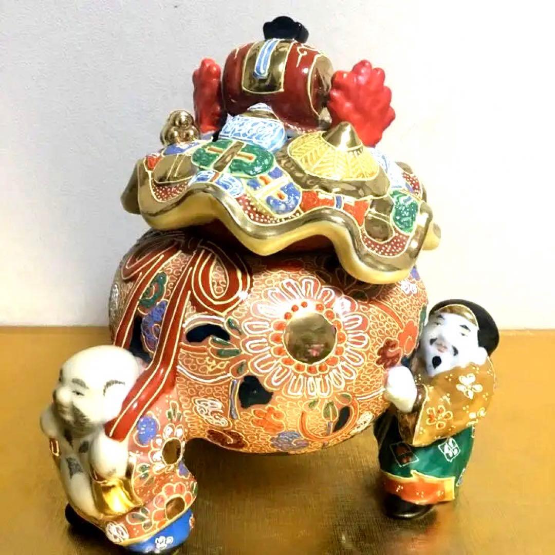 九谷焼　香炉　七福神　恵比寿大黒布袋様宝づくし　縁起置物