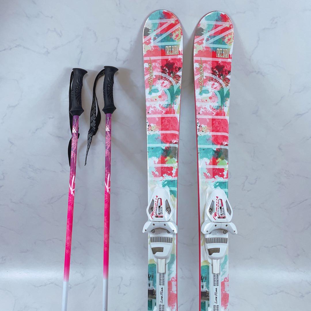 【使用1回極美品】レディース フリースタイル スキー板 ３点セット 130