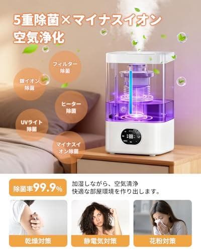 加湿器 大容量 ハイブリッド式【乾燥対策・AI知能恒湿・５重除菌&空気_corg