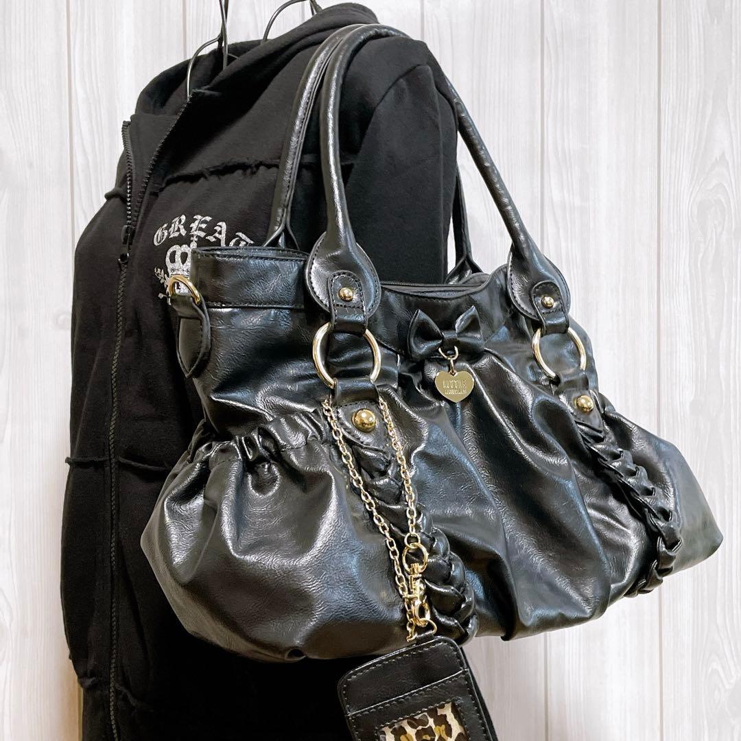 ハンドバッグ ショルダー 黒 リボン 平成ギャルy2k 量産型 地雷 MARS系