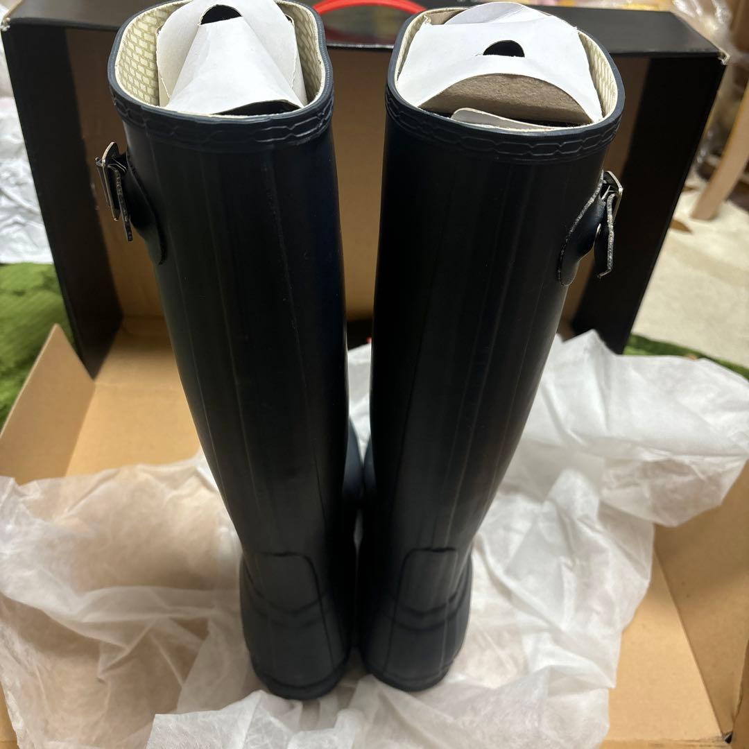 HUNTER ブラック ロングブーツ バックル付き 38 箱付き