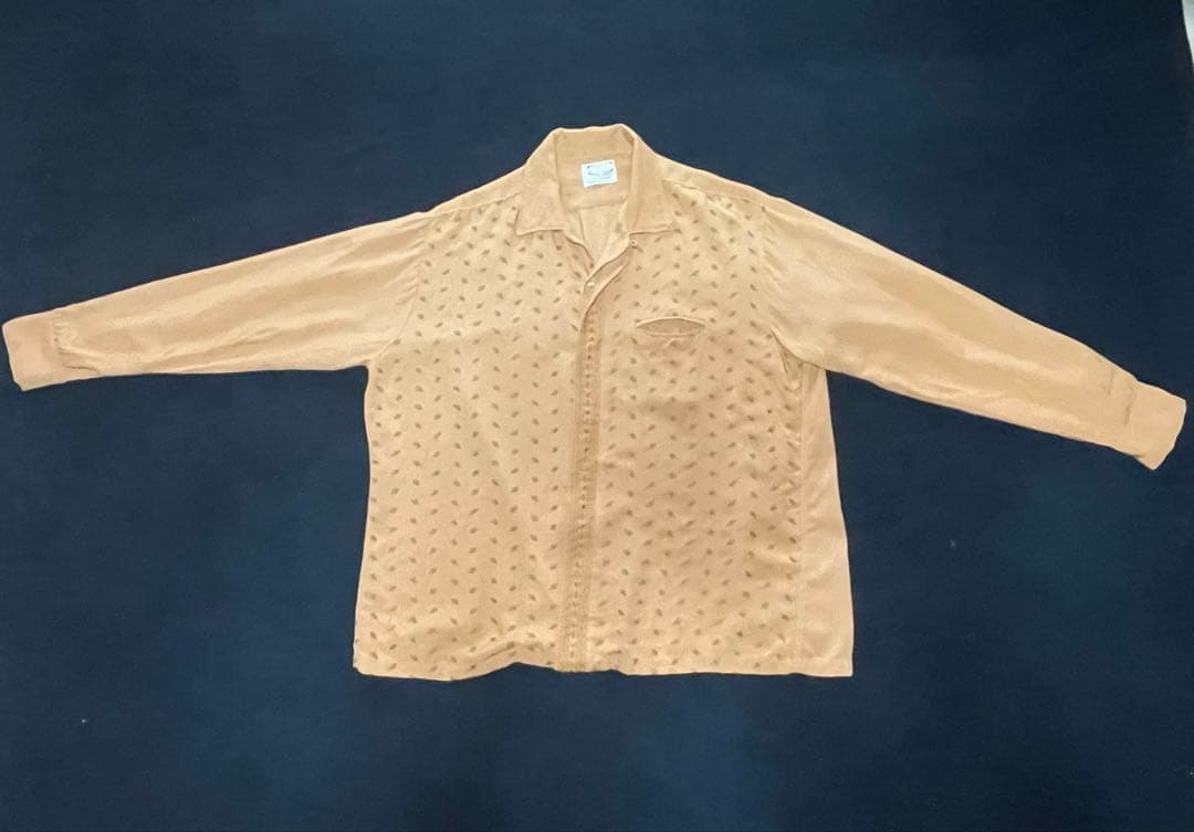 60's PILGRIM 刺繍タン開襟シャツ