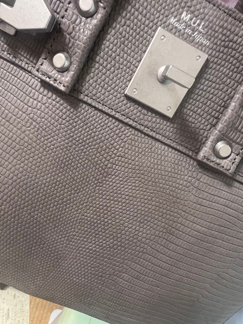 正規販売店　M.U.L. トート S STUDシリーズ マットシルバー型押し