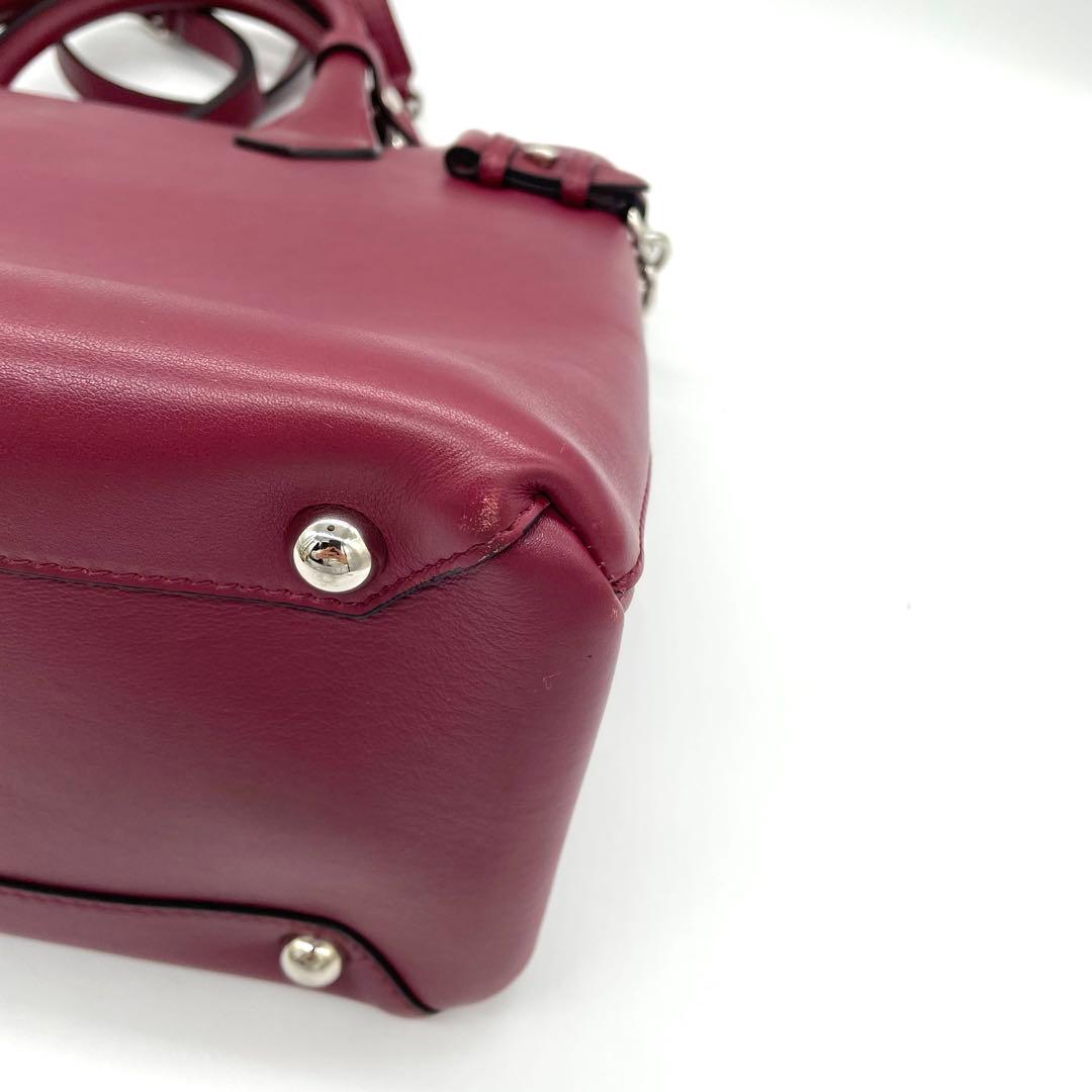 【美品】バーバリー　バナーバッグ　2way ノバチェック　レザー　ボルドー