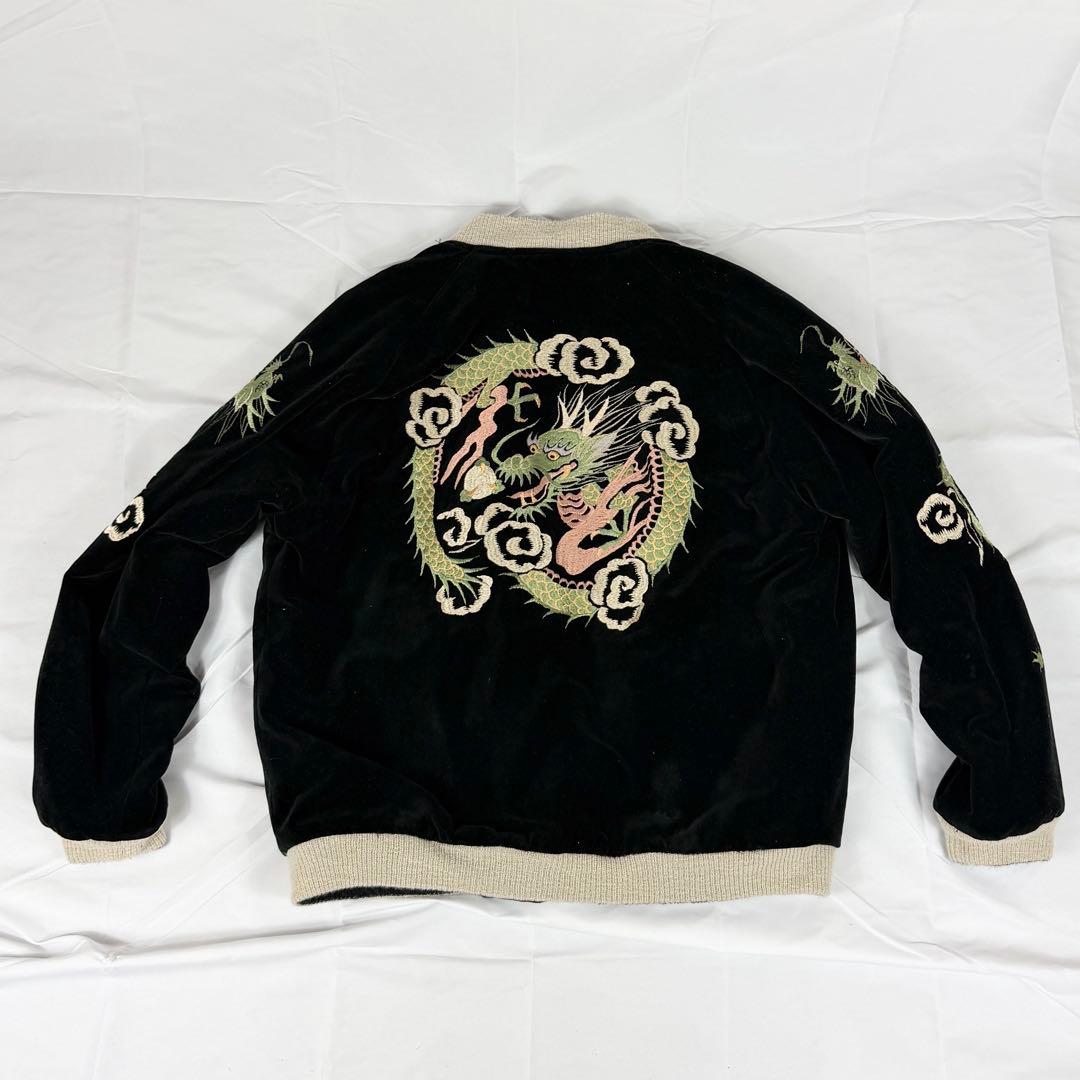 【値下げ可】GOLD ドラゴン刺繍 ベルベットスカジャン