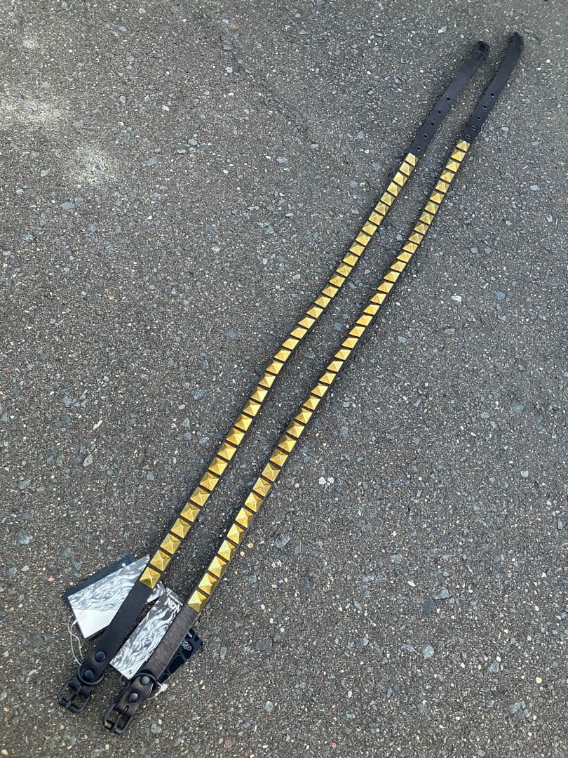 モダンパイレーツ 本革 スタッズベルト 鋲 W34 黒 金 ブラック