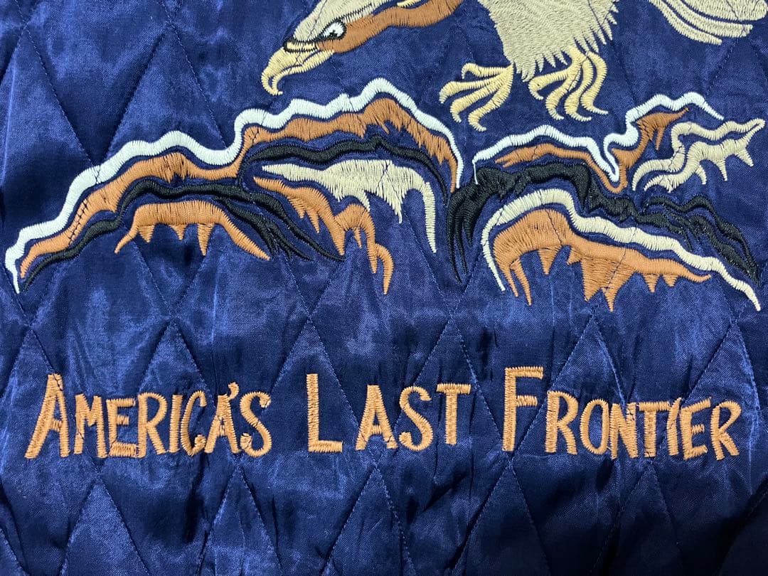 HOUSTON スカジャン 鷹 青