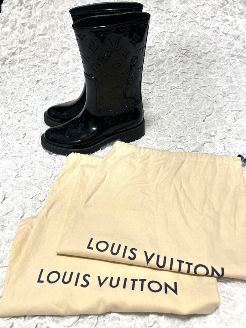ルイヴィトン ドロップス ライン ラバー モノグラム ショートレインシューズ35