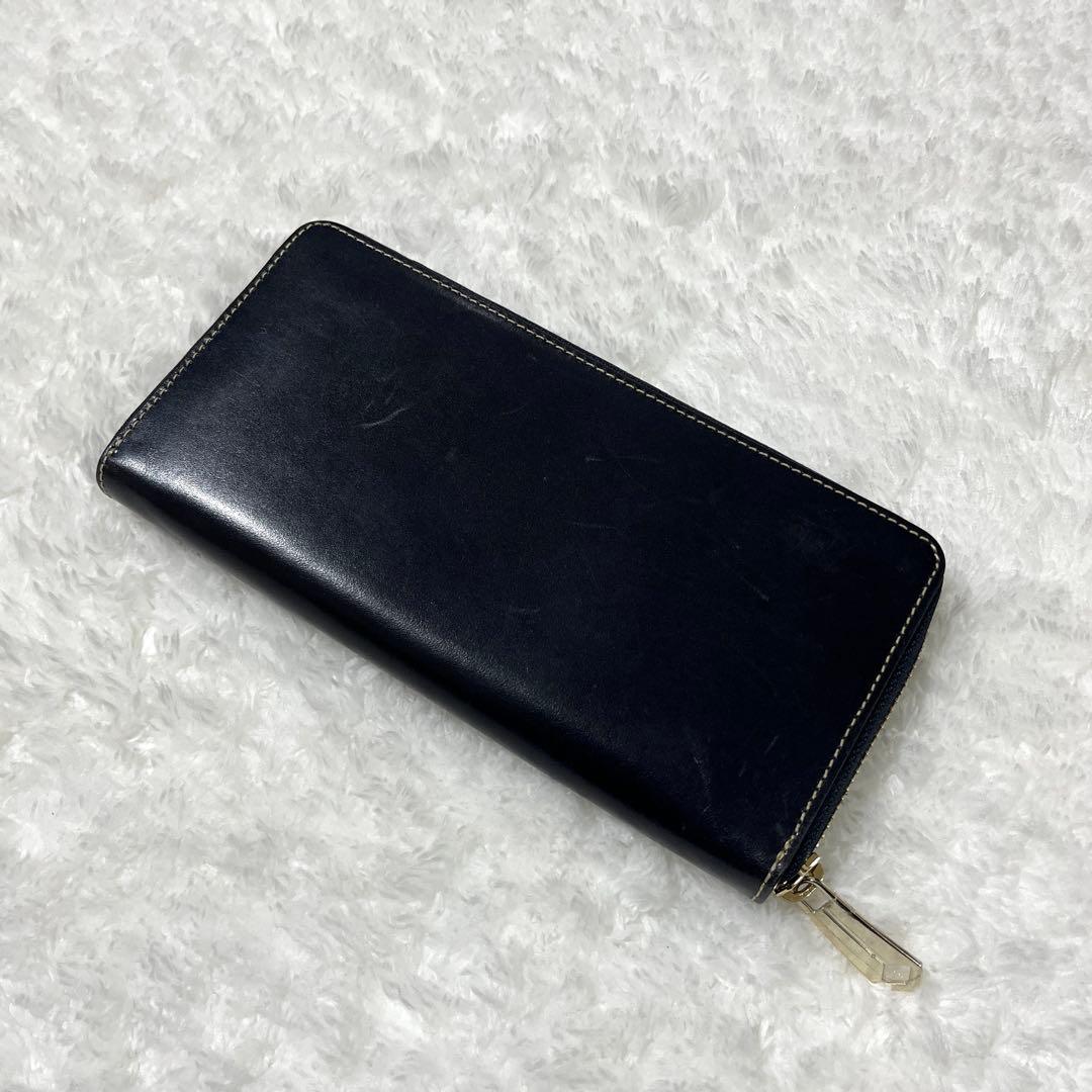 ポールスミス　ラウンドジップ　ポリッシュカーフ　牛革　長財布　黒